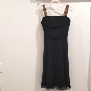 Jessica Howard evenings lace fit & flare dress gold straps one of a kind USA